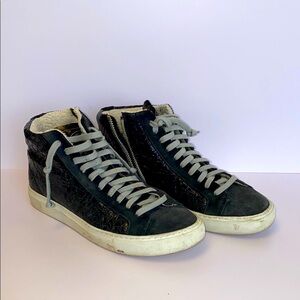 P448 Black High-Top Sneakers with White Soles